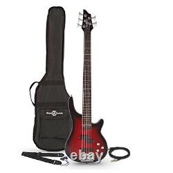 Chicago 5 String Bass Guitar by Gear4music Trans Red