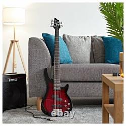 Chicago 5 String Bass Guitar by Gear4music Trans Red