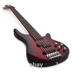 Chicago 5 String Bass Guitar by Gear4music Trans Red