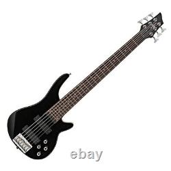 Chicago 6 String Bass Guitar by Gear4music Black