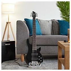 Chicago 6 String Bass Guitar by Gear4music Black