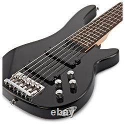 Chicago 6 String Bass Guitar by Gear4music Black