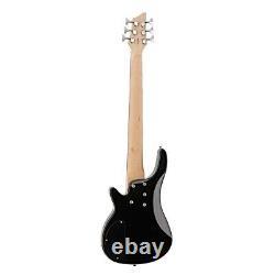 Chicago 6 String Bass Guitar by Gear4music Black