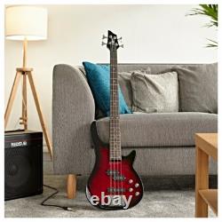 Chicago Bass Guitar by Gear4music Trans Red Burst