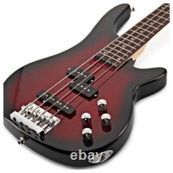 Chicago Bass Guitar by Gear4music Trans Red Burst