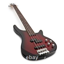 Chicago Bass Guitar by Gear4music Trans Red Burst