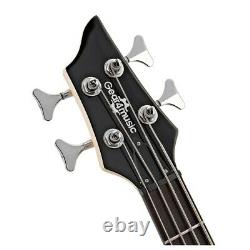 Chicago Left Handed Bass Guitar by Gear4music Black