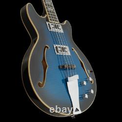 Chowny CHB-2 Semi-Hollow Bass Guitar in Sapphire Burst, Pre-Owned