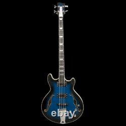 Chowny CHB-2 Semi-Hollow Bass Guitar in Sapphire Burst, Pre-Owned