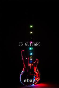 Colorful LED Light 4 Strings Electric Bass Guitar Acrylic Body Maple Neck
