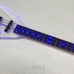 Cool electric bass with black fretboard and blue lights