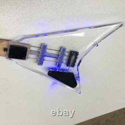 Cool electric bass with black fretboard and blue lights