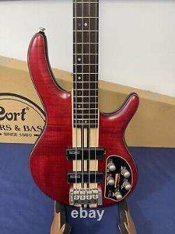 Cort A4 Plus FMMH OPBC 4 String Bass finished in Open Pore Black Cherry