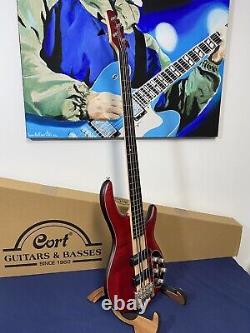 Cort A4 Plus FMMH OPBC 4 String Bass finished in Open Pore Black Cherry