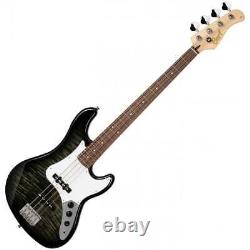 Cort GB24JJ Jazz Style Bass Guitar, Trans Black