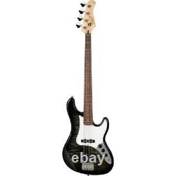 Cort GB24JJ Jazz Style Bass Guitar, Trans Black