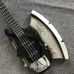 Custom 4 String AXE Black Electric Bass Guitar Rosewood Fingerboard Solid Body