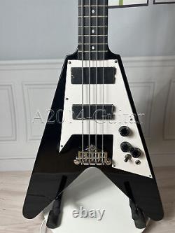 Custom 4 String Electric Bass Guitar Black Color Mahogany Body&Neck Chrome Part