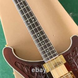 Custom 4-String Electric Bass Hand-Carved Mahogany Body Gold Plated Hardware Custom 4-String Electric Bass Hand-Carved Mahogany Body Gold Plated Hardware