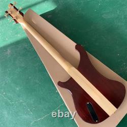 Custom 4-String Electric Bass Hand-Carved Mahogany Body Gold Plated Hardware