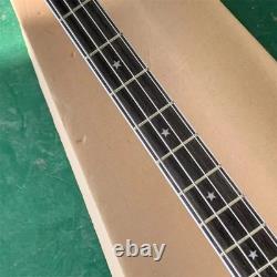 Custom 4-String Electric Bass Hand-Carved Mahogany Body Gold Plated Hardware