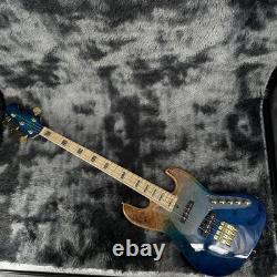 Custom 4-string bass electric guitar with maple fingerboard, mahogany body