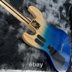 Custom 4-string bass electric guitar with maple fingerboard, mahogany body