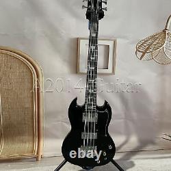Custom Black 8 String Electric Bass Guitar 22 Frets Mahogany Body&Neck