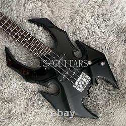 Custom Black Spider 4 String Electric Bass Guitar Special Shape 4pcs Pickup