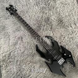 Custom Black Spider 4 String Electric Bass Guitar Special Shape 4pcs Pickup