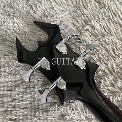 Custom Black Spider 4 String Electric Bass Guitar Special Shape 4pcs Pickup