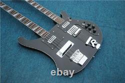 Custom Double Neck Black Ricken Bass 4+6 string Electric Bass guitar Free Ship