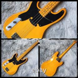 Custom Finish Electric Bass Guitar 4 String Transparent Yellow Body Fast Shipped