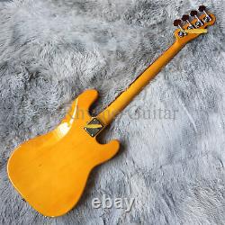 Custom Finish Electric Bass Guitar 4 String Transparent Yellow Body Fast Shipped