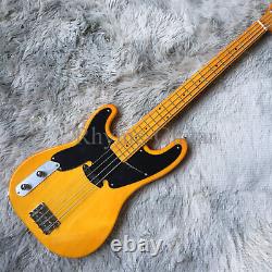 Custom Finish Electric Bass Guitar 4 String Transparent Yellow Body Fast Shipped