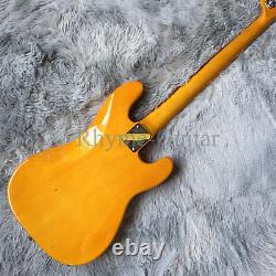 Custom Finish Electric Bass Guitar 4 String Transparent Yellow Body Fast Shipped