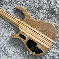 Custom Gray Electric Bass Guitar Neck Thru Body Special Pickup 6 String ASH Body