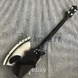 Custom Solid Black Electric Bass Guitar Black Fretboard 4 String Special Shape