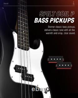 Donner Electric Bass Guitar 4 String P-Style Bass Full Size Black