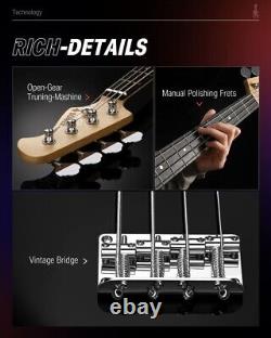 Donner Electric Bass Guitar 4 String P-Style Bass Full Size Black