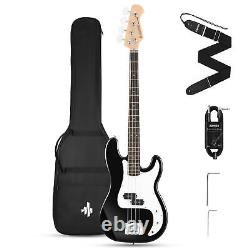 Donner Electric Bass Guitar 4-Strings Black with Gig Bag/Guitar Strap/Guitar Cable