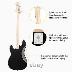 Donner Electric Bass Guitar 4-Strings Black with Gig Bag/Guitar Strap/Guitar Cable