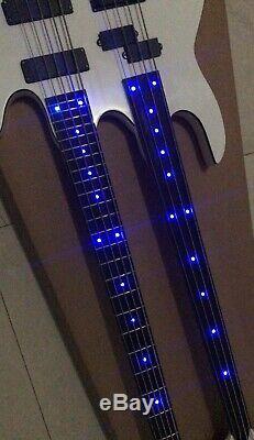 Double neck electric bass guitar one 4 string/one 5 string, active pickups led