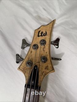 ESP LTD B-204SM Spalted Maple Bass Guitar Natural Satin With Hard Case
