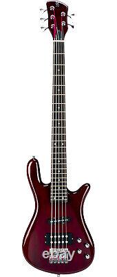 Electric Bass 5 string Guitar Curved body Active pickups Wine Red finish by SX