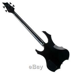 Electric Bass Guitar 2 Humbucker Pickups Volume Control 24 Frets 4 Strings Black
