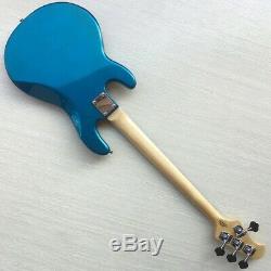 Electric Bass Guitar 4 String Fretless Metallic Blue Basswood Body 864mm Scale