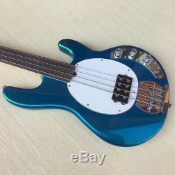 Electric Bass Guitar 4 String Fretless Metallic Blue Basswood Body 864mm Scale