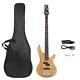 Electric Bass Guitar Burly Wood With Carry Case Strap Cord Plectrum New