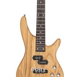 Electric Bass Guitar Burly Wood with Carry Case Strap Cord Plectrum NEW
